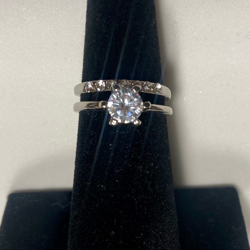 NEW 1ct CZ Diamond silver ring w/band set size5